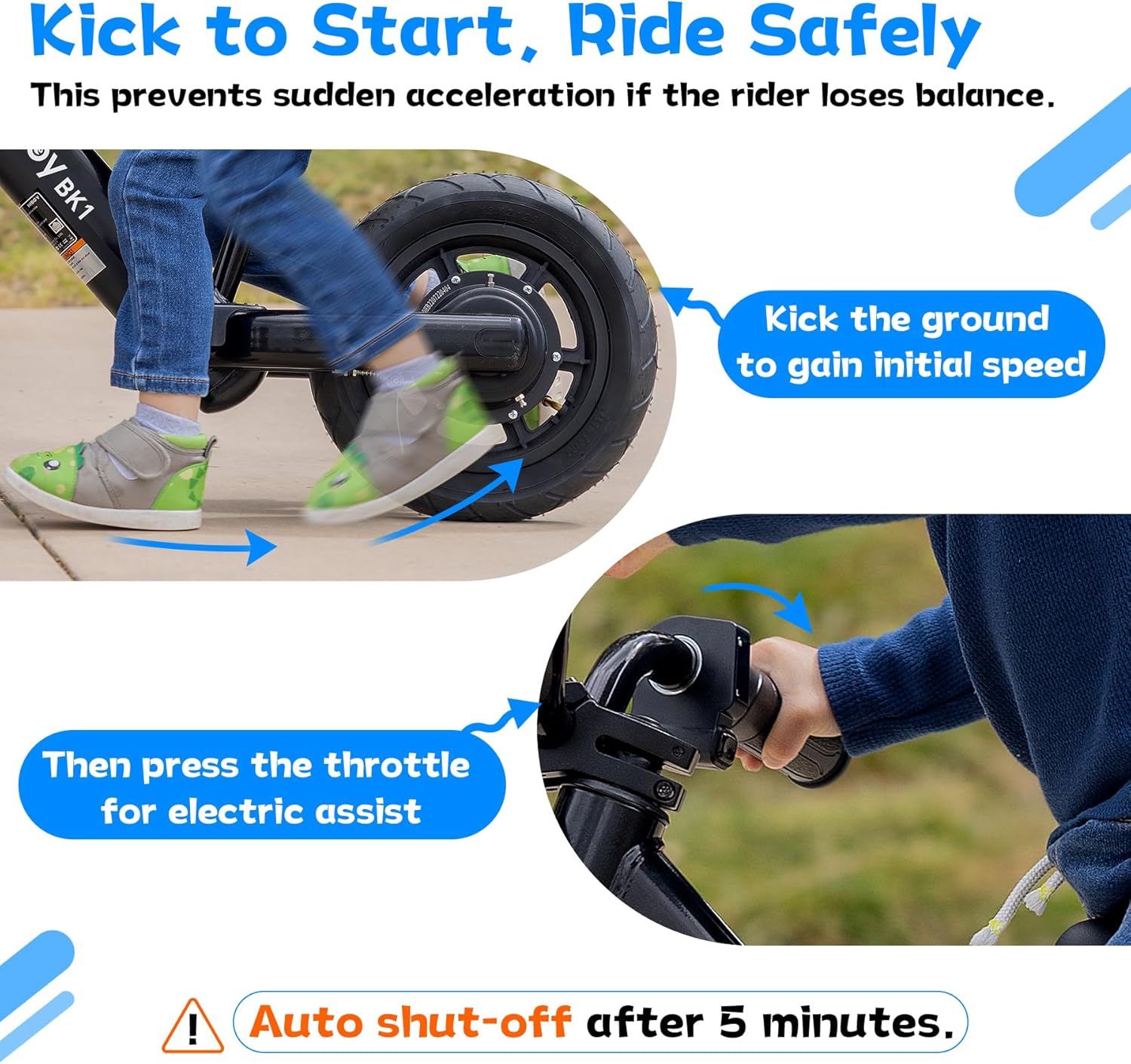 Hiboy Electric Balance Bike for Kids, 12-Inch Tires, 5.6/9 mph, Adjustable Seat, Up to 4.9 Miles, Electric Bike for Kids Ages 3–5